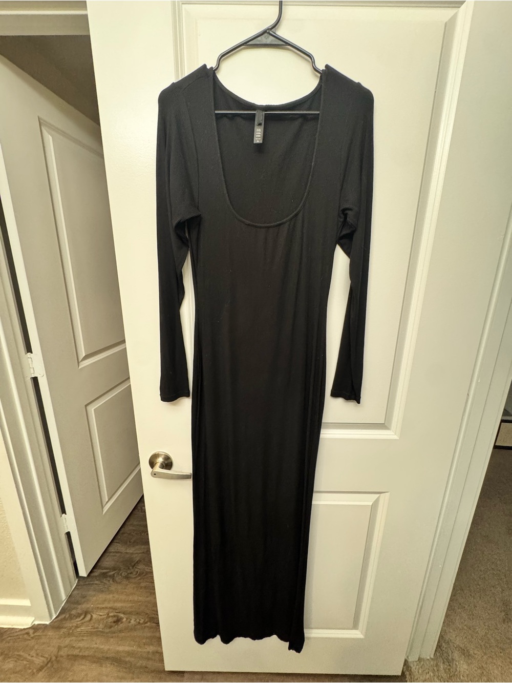SKIMS Black Long Sleeve Scoop Maxi Dress